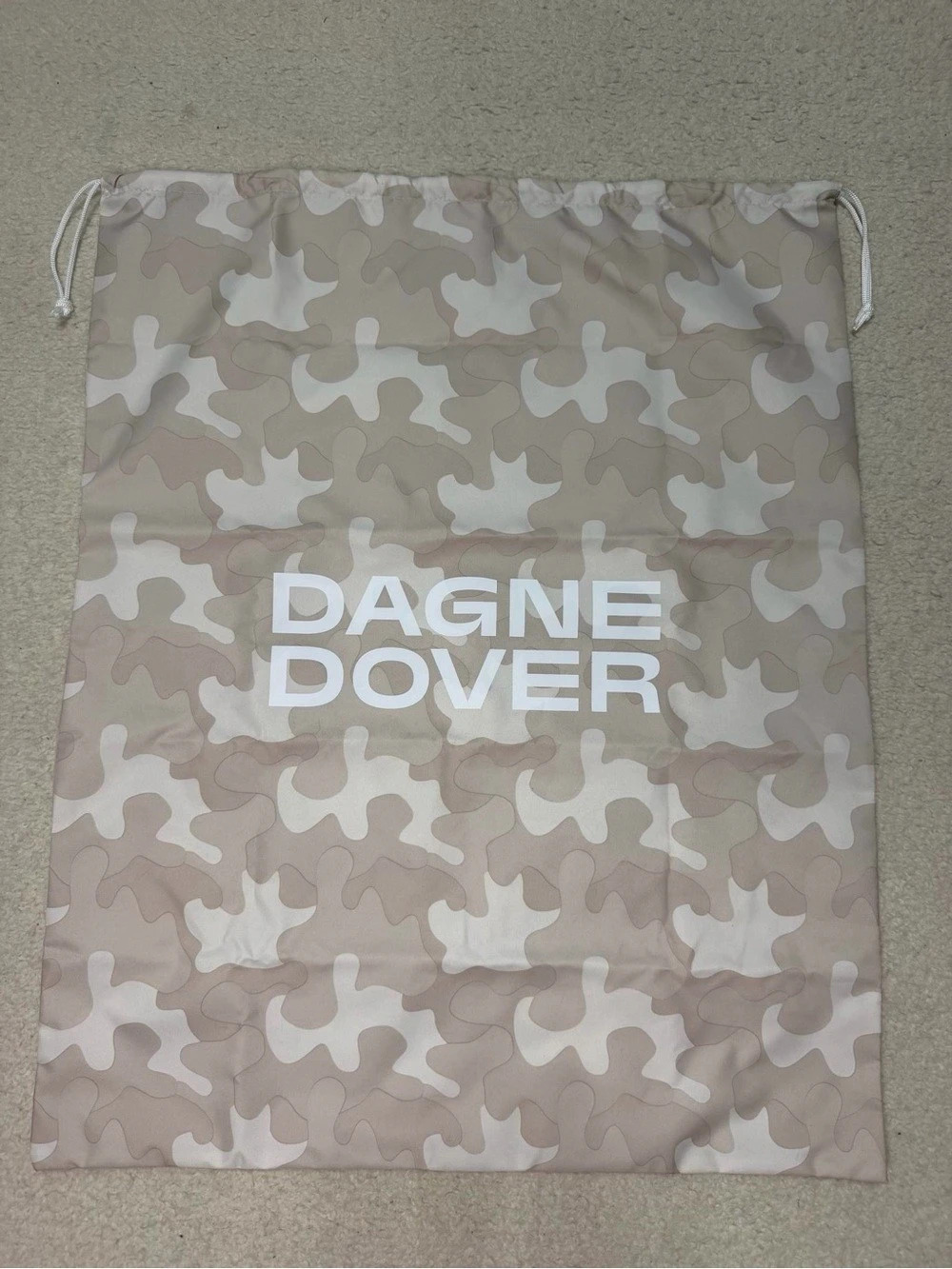 Dagne Dover Drawstring Dust Bag Camo in Gray & Pink NEW
